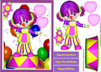 Bright Happy Birthday Clown