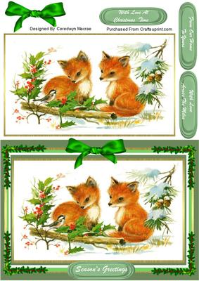 Stunning Christmas Foxes with a Little Bird 