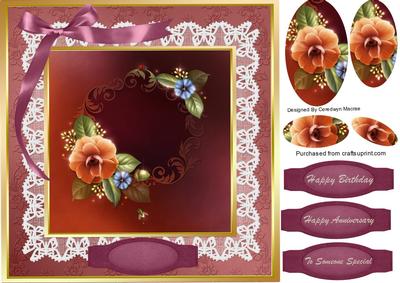 Lovely Apricote Camelias on Lace 