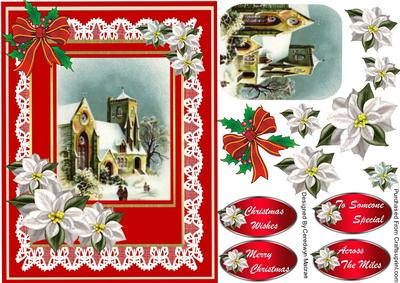 Lovely Christmas Church and White Poinsetias