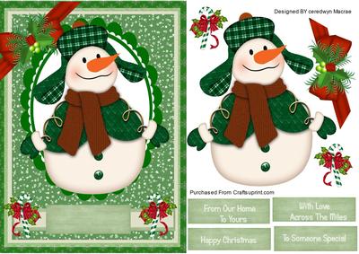 Snowman in a Lumber Jacks Hat ( Green )