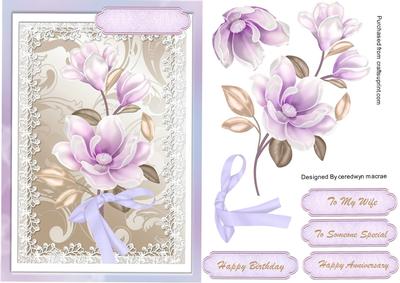 Lovely Lilac Magnolias on Lace