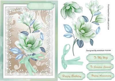 Lovely Green Magnolias on Lace