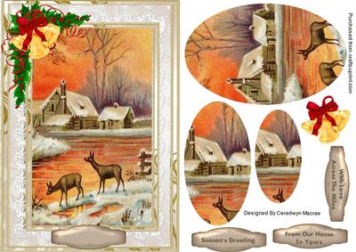 Lovely Deers Drinking at Sunset