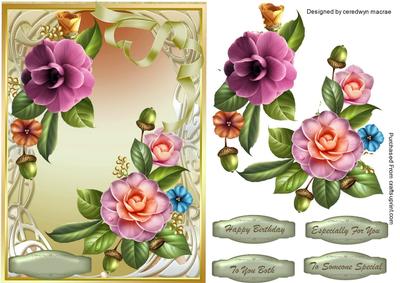 A5 Beautiful Acorns and Camelias