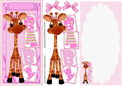 Lovely D.l. Baby Girl Giraffe Card Front