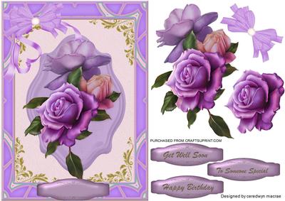 Beautiful Roses on a Lilac Mat