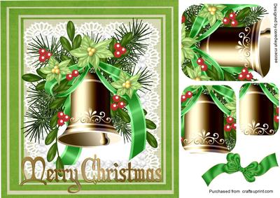 Lovely Green and Golden Christmas Bells Pyramarge