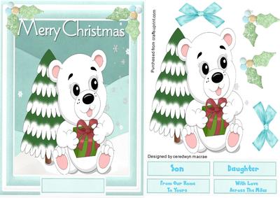 Lovely Baby Bear with Present in the Snow