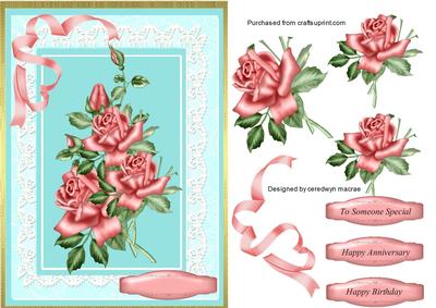 Lovely Pink Roses on Turquoise Background