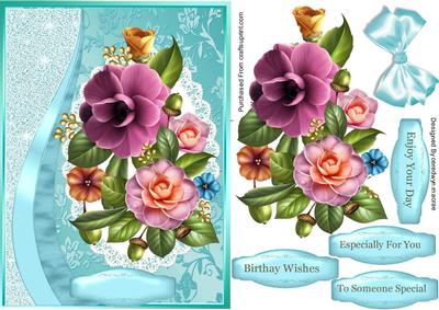 Beautiful Camelias on a Turquoise Background