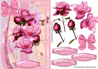 A5 Cerise Roses and Lace 