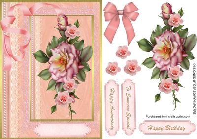 Beautiful Pink Roses on Lace and Pearls