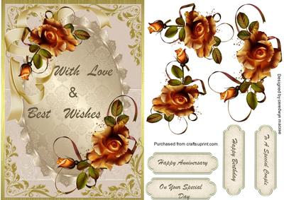 Lovely Golden Roses Anniversary or Birthday