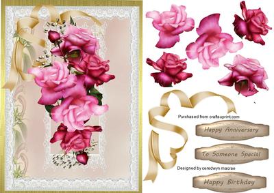 Lovely Deep Oink Roses on Lace 