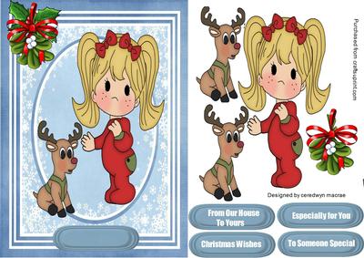 Lovely Little Chrismas Girl and Reindeer