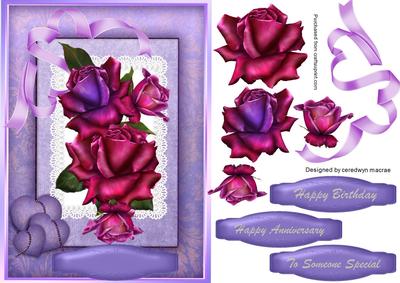 Lovely Twilight Roses on a Bevelled Frame 