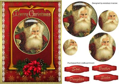 Lovely Vintage Santa and Poinseiias ,(pyramarg)