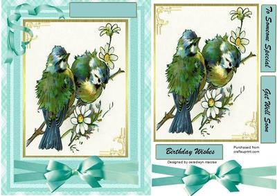Beautiful Vintage Birds Sat on a Branch