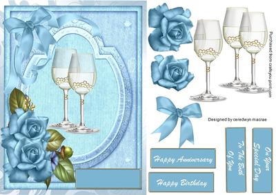 Beautiful Blue Roses Anniversary / Birthday