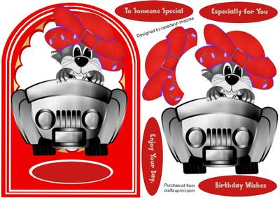 Lovely Cat in a Hat Driving a Car