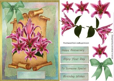Beautiful Starsazing Lillies on a Scroll