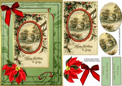 Lovely Poinsetias and Christmas Scene ( Pyramarge)