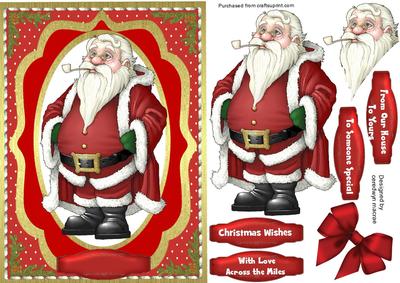 Lovely Santa on a Gold Tag