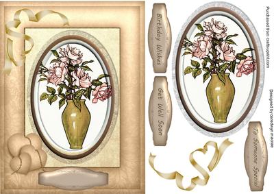 Lovely Vase of Flowers on a Beveled Frame 