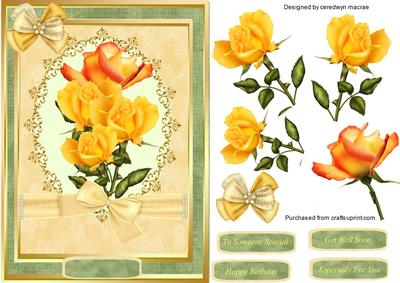 Lovely Yellow Roses in Golden Frames