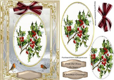 Beautiful Christmas Hollly and Robins,( Pyramarge )