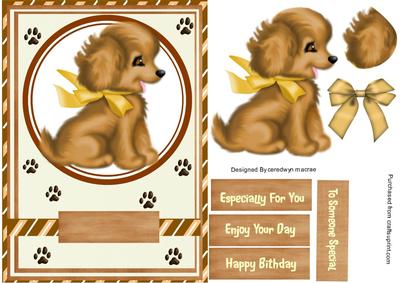 Lovely Cute Puppy on a Round Disc 