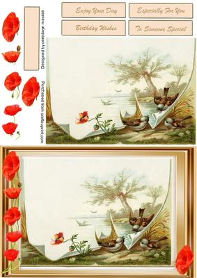 Lovely Vintage Birds and Poppys