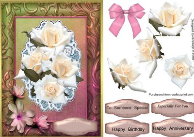 Beautiful Cream Roses on a Bevelled Frame
