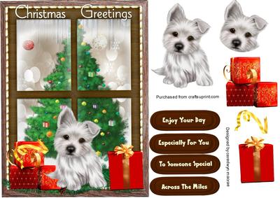 Lovely Stitched Westie in the Window