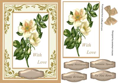 Beautiful Cream Roses on a Coffee Mat