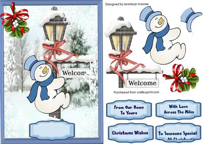 Lovely Snowman Climbing the Lampost.