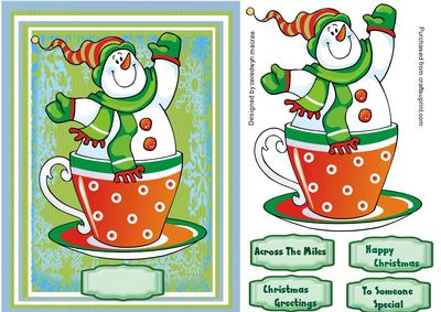 Lovely Snowman in a Teacup .