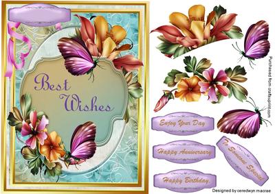 Beautiful Lilac Butterflys and Flowers