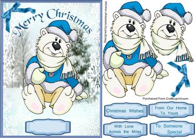 Lovely Christmas Polar Bear / Blue