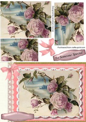 Beautiful Pink Rose and Vintage Scene, Pyramarge