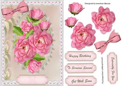 Beautiful Roses on a Lace and Pearl Plaque