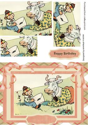 Lovely Vintage Bear and Cow . Pyramarge