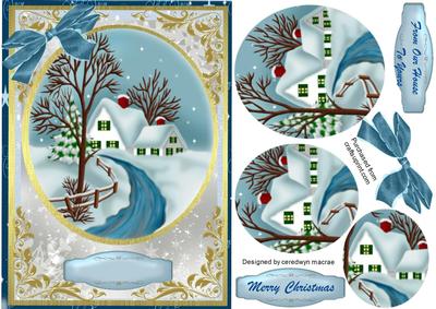 Lovely Christnas Scene on a Gold Trim , Pyramarge