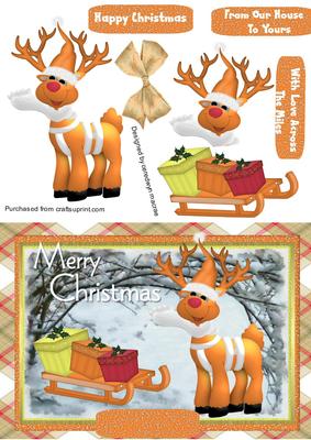 Lovely Toon Reindeer Delivering the Presents