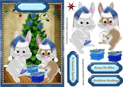 Lovely Christmas Rabbits Decorating the Tree 