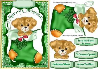 Lovely Puppy in a Boot ( Green )