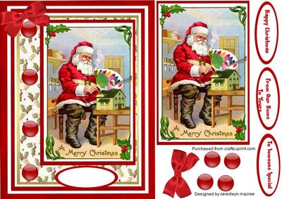 Santa Clause Painting the Toys .