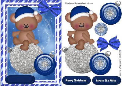 Lovely Little Bear and Baubles Blue 