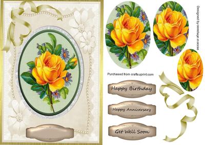 Gorgeous Yellow Rose in Oval Frame . ( Pyramarge)